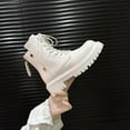 thumbnail image 4 of Dasayo Womens Boots Chunky Non Slip Beige Ankle Motorcycle Faux Leather Lace up Fashion Boots Womens Shoes 36, 4 of 9
