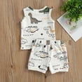 thumbnail image 6 of Toddler Baby Boy Girl Summer Clothes Set Boys Short Sleeve Cartoon Prints T Shirt Tops Shorts Child Kids Gentleman Outfits 6-12 Months 12-24 Months 2t 3t 4t 5t 6t 7t Children(White,0-6 Months), 6 of 7