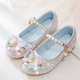 thumbnail image 2 of Staki Girls Ballet Flats Girls Dress Shoes Mary Jane Ballet Flats Flower School Shoes for Wedding Party Toddler/Little/Big Kid Silver,2 Big Kid, 2 of 7