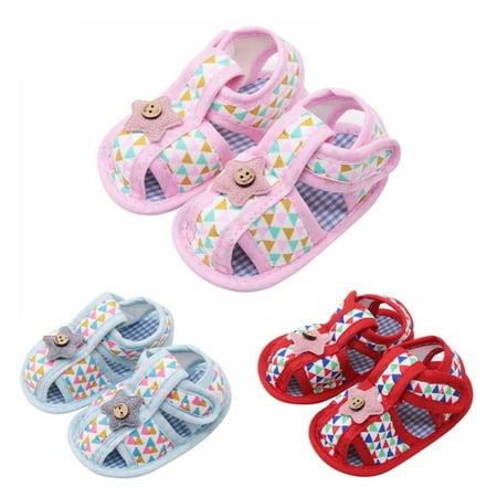 

Star Button Baby Shoes Stitching Cotton Toddler Sandals Anti-slip Cozy Prewalkers 0-18 Months