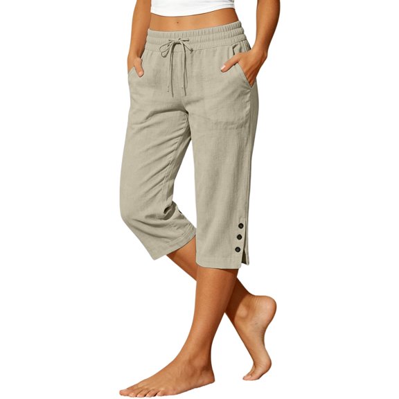 Capri Pants for Women High Waisted Straight Leg Stretchy Lightweight Yoga Trousers Casual Work Golf Leggings with Pockets