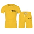 thumbnail image 5 of Paris Letter Graphic Short Sets for Men Crewneck T Shirt and Shorts 2 Piece Matching Set Mens Summer Outfits, 5 of 5