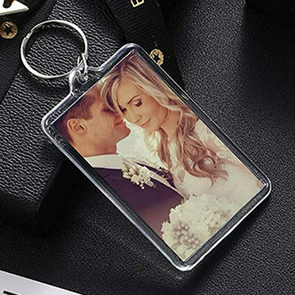 KONTONTY Creative Photo Keychain with Clear Acrylic Frame for Keys Transparent Picture Holder 6pcs Mini Size