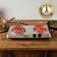 thumbnail image 6 of OVENTE Electric Countertop Double Burner 1700W Cooktop with 6" and 5.75" Stainless Steel Coil Hot Plates, 5 Level Temperature Control, Indicator Lights and Easy to Clean Cooking Stove, Silver BGC102S, 6 of 7