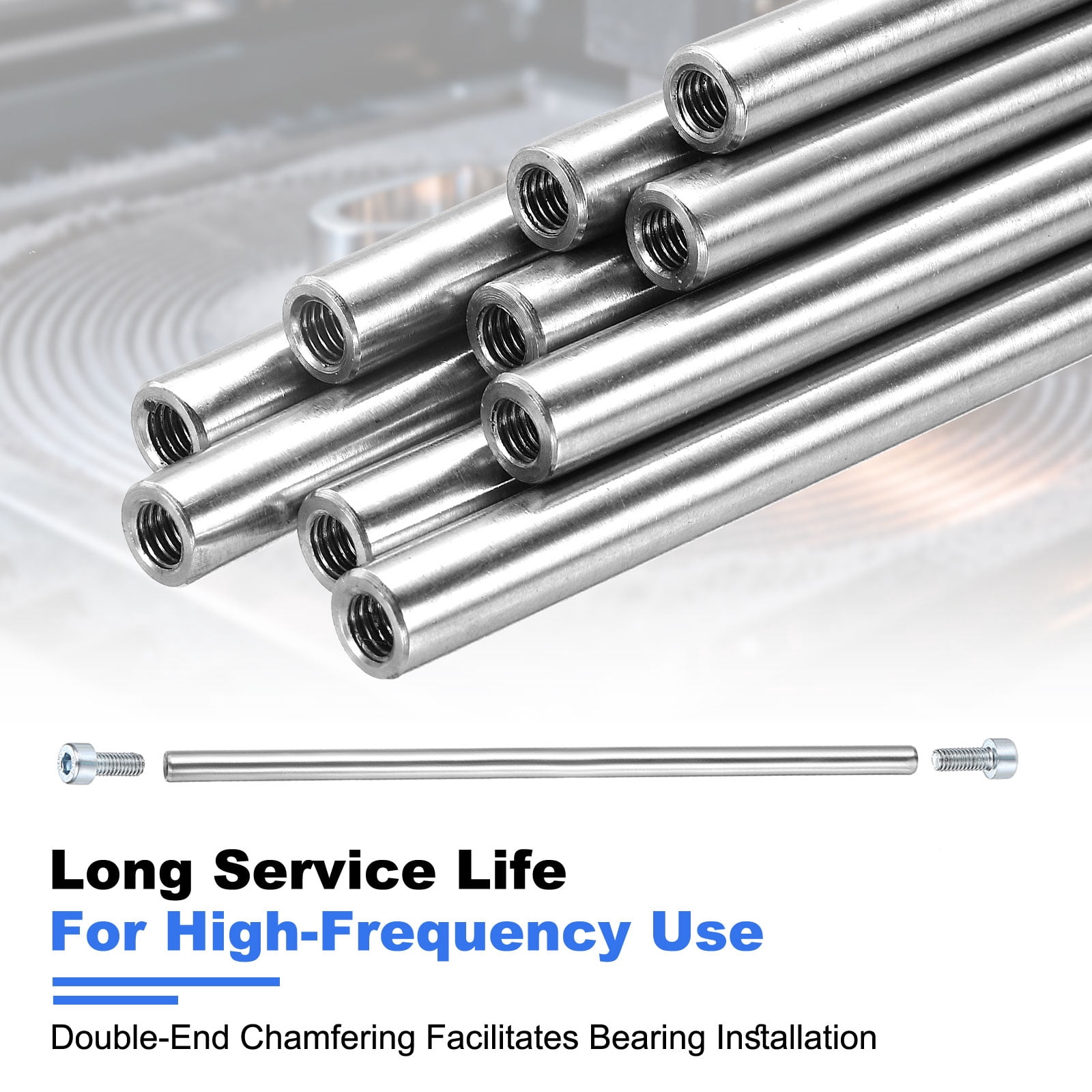 2 Pack Linear Motion Rod Shaft Guide, 6mmx500mm 304 Stainless Steel End Hollow Linear Steel Rods Inner Threaded Studs with Screws for 3D Printer and CNC Machine