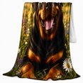 thumbnail image 2 of Joyful Rottweiler Sunlit Meadow, Festive Pet Portrait Pattern, Warm Flannel Blanket for Living Room and Bedroom, Dog Lovers Christmas Gift, Pet Lover Home Decor, 2 of 9
