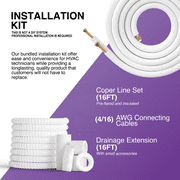 Cooper & Hunter 12000 BTU 115V Wall Mounted Mini Split Heat Pump Air Conditioner With 16ft Kit Cover 550 Sq Ft WiFi