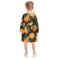 thumbnail image 3 of Girls' long-sleeved dress Vibrant Oranges and Leaves Girls' A-line dress with ribbed cuffs Soft and comfortable, 3 of 6