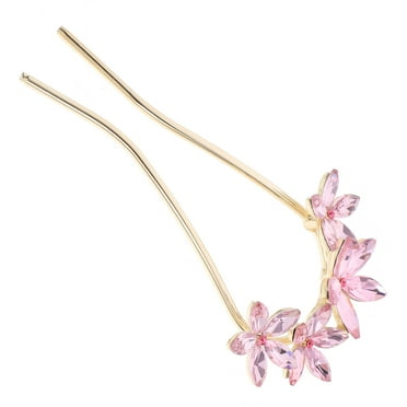U-shaped Card Issuance Hair Clips Pins for Women Accessories Crystal Pink Rhinestones Metal Miss Bride