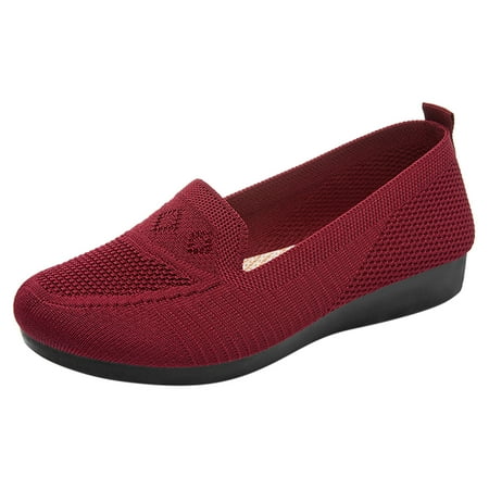 

Pimfylm Coach Loafers For Women Women s at Work Ballet Flats| Slip Resistant Work Shoes Red 7.5