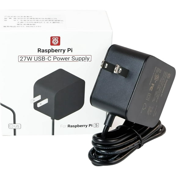Raspberry Pi SC1158 Power Adapter Pi5 Official Original 27W Power PD Adapter USB-C 5.1V5A Type-C Interface (Black)