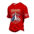 thumbnail image 4 of lnmuld Independence Day Boys "250 Years America Strong" Patriotic Graphic Short Sleeve T-Shirt Color:Red,Size:6-7 Years, 4 of 6