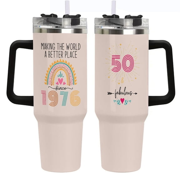 50th Birthday Gifts for Her/Women, 1976 Birthday Gift for Women, Cool Birthday Gift For Turning 50 Year Old Woman, 50th Bday Decorations for Female/Mom/Friends, 50 And Fabulous Tumbler 40o