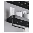 thumbnail image 2 of 1 estante de ducha negro rectangular de vidrio templado, organizador de almacenamiento para ducha, sin clavos, sin desorden, canasta para accesorios de baño de cocina, 2 of 5