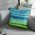 thumbnail image 3 of Throw Pillow Covers Home Decor Set of 4 Pillow Cases Decorative 18 x 18 Inches Cushion Couch Sofa Pillowcases Watercolor Blue Green Stripe Paint Wave, 3 of 6
