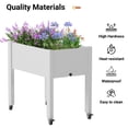 thumbnail image 6 of Raised Garden Bed - Outdoor Elevated Planter with Weatherproof Resin, Effective Drainage & 4 Swivel Wheels for Backyard, Patio and Balcony,White, 6 of 7