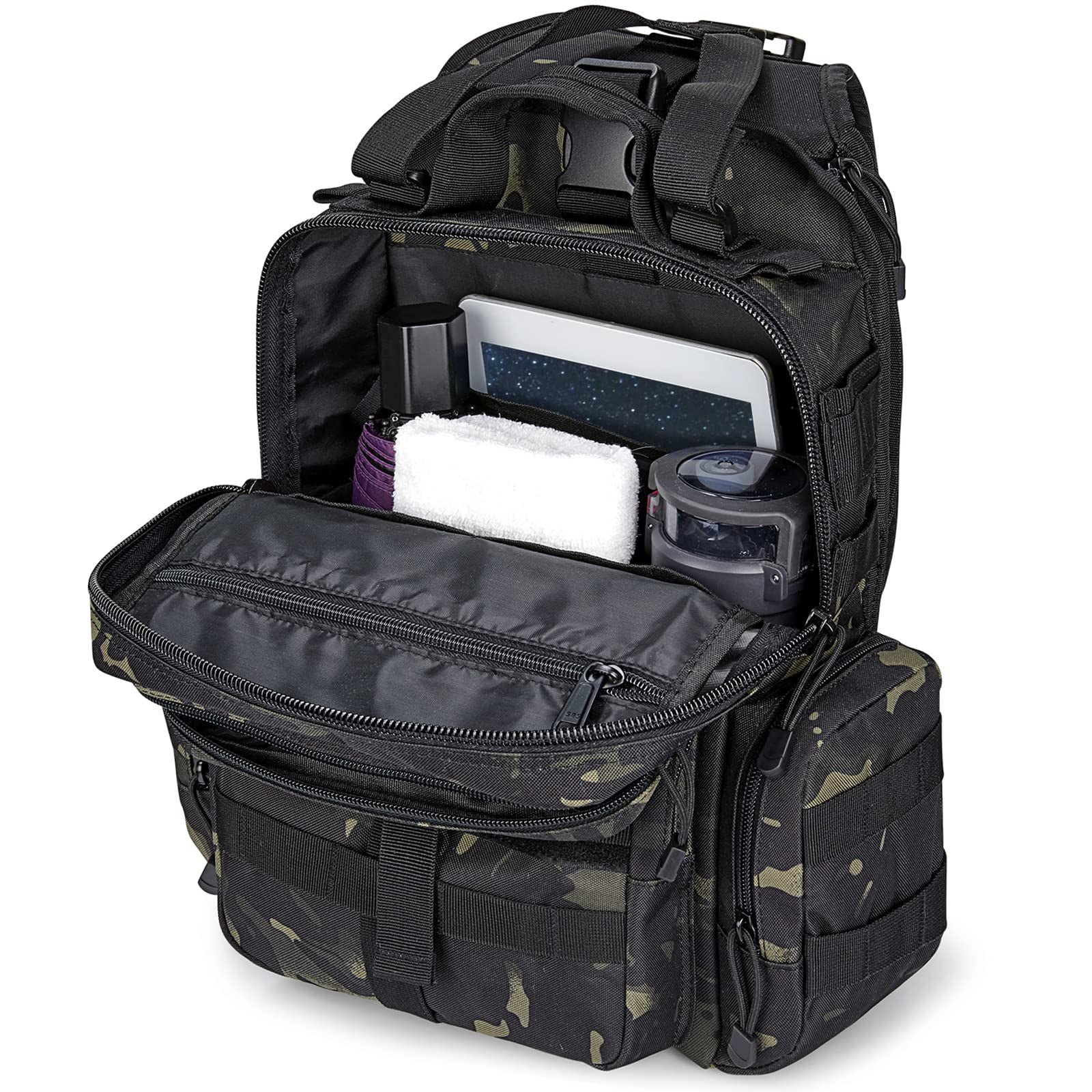 G4Free Outdoor Sling Bag Crossbody Backpack with Adjustable Holder, Durable Shoulder Daypack for Men