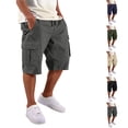 thumbnail image 2 of IAJDKMEK Men's Cargo Shorts with Pockets - Elastic Waist Casual Shorts, Comfortable Hiking Shorts, and Versatile Sports Shorts with Drawstring,Khaki M, 2 of 8