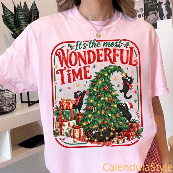 It's The Most Wonderful Time Shirt, Funny Xmas Cat Lover Gift, Cat Mom, Funny Christmas Holiday Cat Tee, Meow Christmas