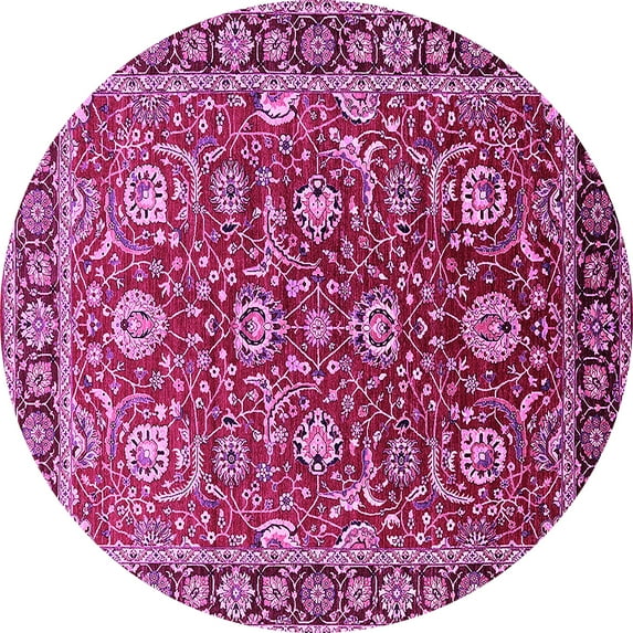 Ahgly Company Indoor Round Oriental Pink Traditional Area Rugs, 6' Round