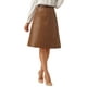 thumbnail image 4 of Falda Midi Lápiz de Cuero Sintético A-Line de Cintura Alta Vintage para Mujeres INSPIRE CHIC Talla L Marrón Oscuro, 4 of 6