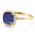 thumbnail image 6 of Gem Stone King 2.25 Ct Cushion Blue Lapis White Diamond 10K Yellow Gold Ring, 6 of 6