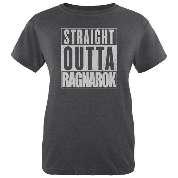 Straight Outta Ragnarok Viking Womens Heather T Shirt Deep Heather MD