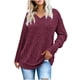 thumbnail image 3 of Suéter de cuello en V para mujer, suéter informal de invierno de color liso, cuello alto, manga larga, tejido suelto, suéter para mujer, 3 of 7