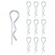 thumbnail image 1 of Uxcell 10-Pack Pasadores de Chaveta, Clips R de Acero de Resorte de 2 mm de Diámetro y 1.8" de Largo para Bloqueo de Remolque/Mecánicos, Sujetadores de Resorte Pasador de Enganche [Plateado], 1 of 7