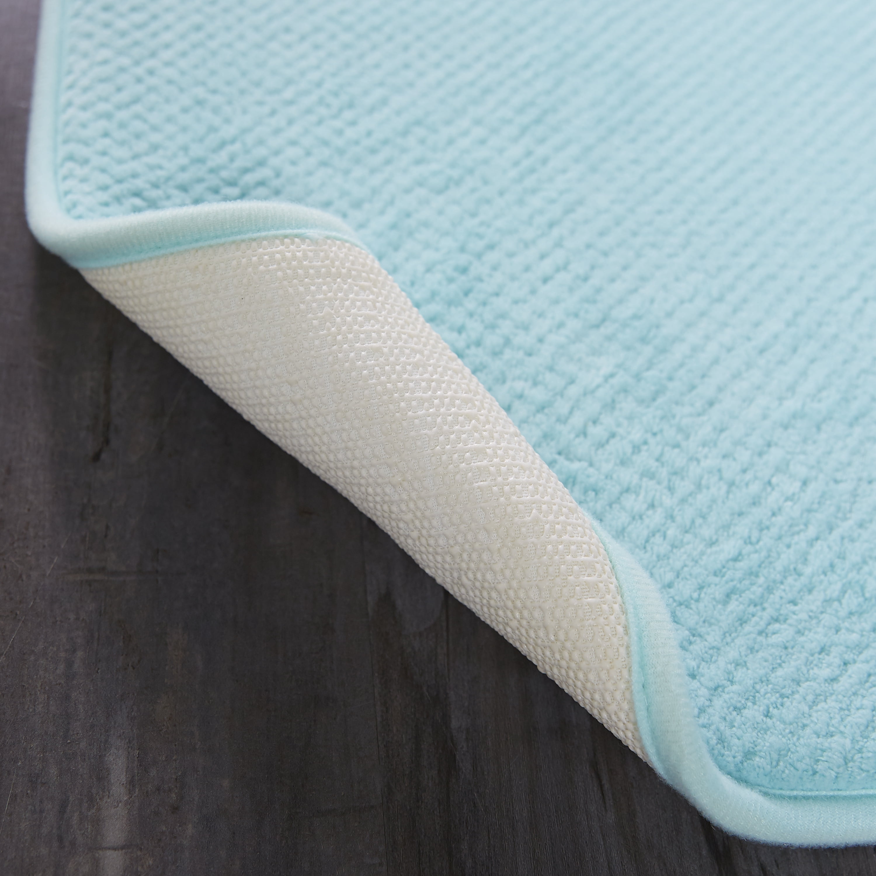 Mainstays Basic Memory Foam Bath Rug, Aqua, 17" x 23.5"