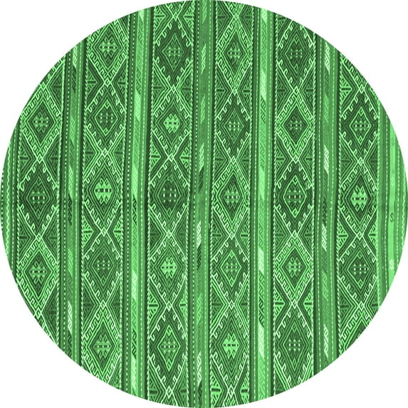 Ahgly Company Indoor Round Oriental Emerald Green Traditional Area Rugs, 7' Round