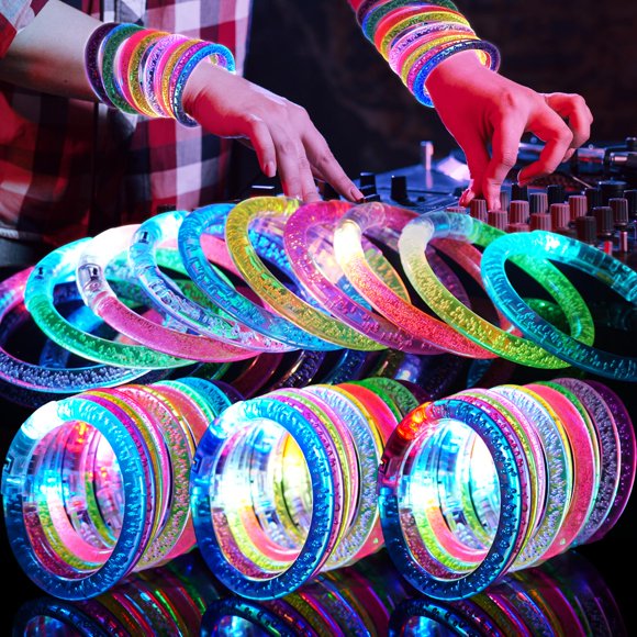 Glow Bracelets OLUPP, paquete de 90 unidades, luces LED, 6 colores, regalos de fiesta