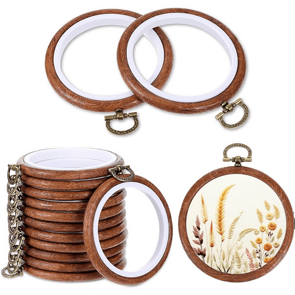 3 Inch Embroidery Hoops, 12 Pcs Embroidery Hoop Frame Circular Wood Rubber Hoops for Sewing, Craft, DIY Hanging Gifts,1*set embroidery hoop frame