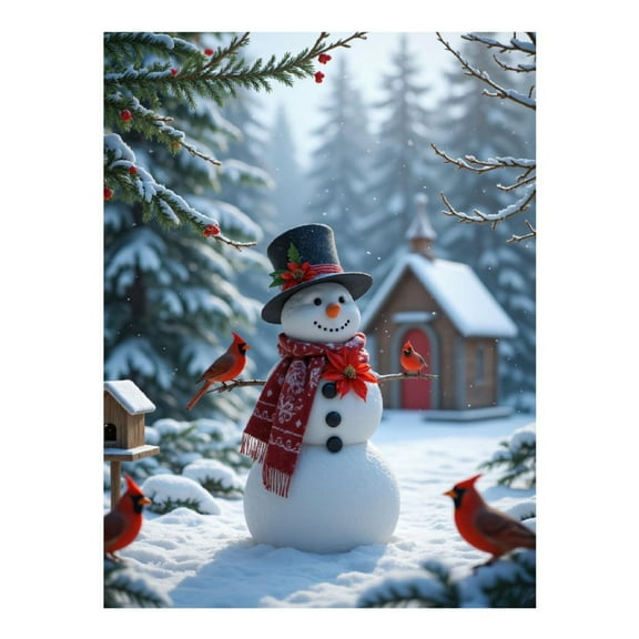 Diamond Art Kit for Adults, Snowman Winter Scene Diamond Painting for Adults Beginners, 5D DIY Diamond Art Painting Kits, Colorful Diamond Painting Craft for Home Decor 12x16