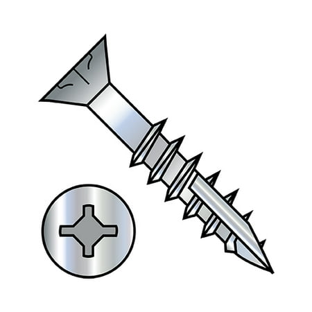 

6-13X1 3/4 Square Phil Drive Flat w/Nibs Deep Thread Wood Screw 2/3 Thread Type17 Zinc (Pack Qty 4 000) BC-0628DXF17D