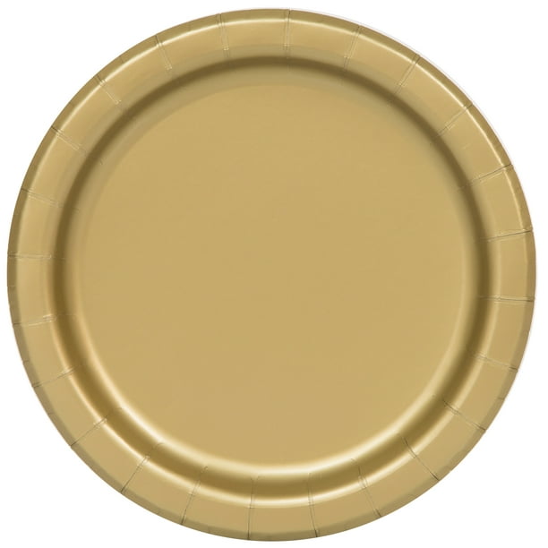 Gold Paper Dinner Plates, 9in, 55ct