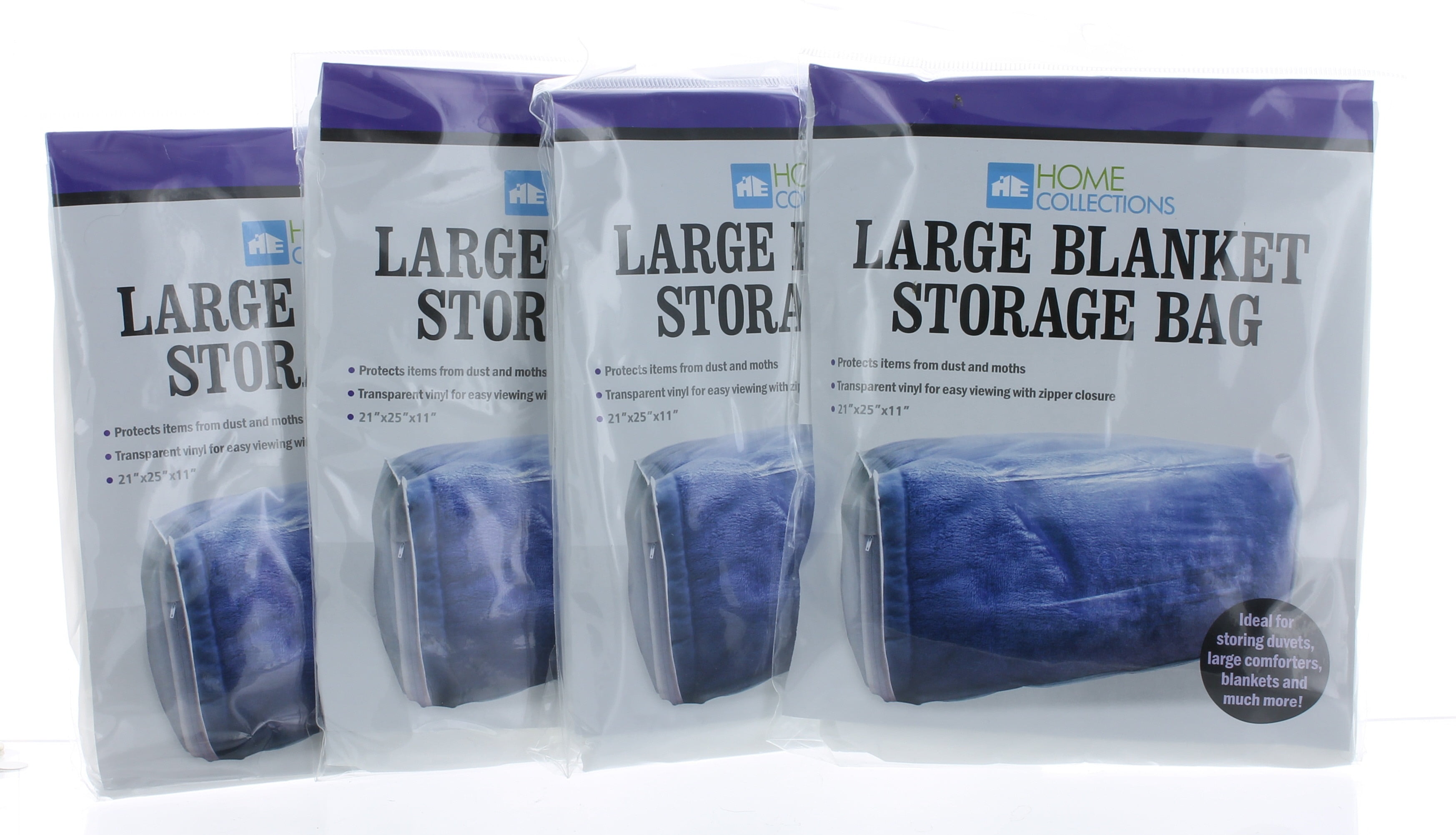 Lot of 4 Home Collections Large Transparent Blanket Storage Bags