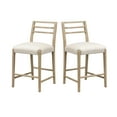 thumbnail image 3 of Christopher Knight Home 37.5" Counter Stool Set of 2, Ladder Back Wood Frame with Upholstered Seat, Beige+Light Ash, 3 of 9