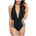 thumbnail image 2 of Acyse Womens Bikinis for Summer Clearance Cute Juniors Summer Bikini Solid Splicing Swimwear Swimsuit Beachwear, 2 of 4