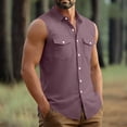 thumbnail image 6 of Eryao Men's Sleeveless Button Down Shirts Summer Casual Beach Vacation Tank Tops Lightweight Breathable Vest Tees with Pockets,Hot Pink,XXXL, 6 of 7