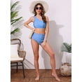 thumbnail image 5 of DARING DIVA Women's 2 Piece One Shoulder Elegant Bikini Sets M Sky Blue, 5 of 6
