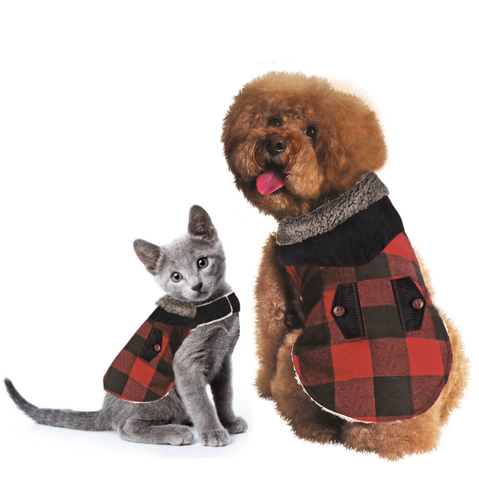 red plaid dog coat