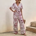 thumbnail image 3 of Womens Casual Loose Jumpsuits Summer Boho Wide Leg Rompers Sleeveless Overalls with Pockets, 3 of 4