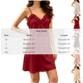 thumbnail image 2 of Qingpeng Womens Pajamas Solid Satin Lace Trim V Neck Spaghetti Strap Nightgown, 2 of 5