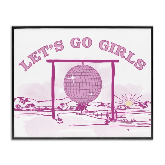 Stupell Industries Go Girls Western Disco Landscape & Nature Painting Black Framed Art Print Wall Art, 14 x 11