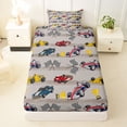thumbnail image 3 of Castle Fairy Race Car Pattern Twin Sheet Sets 3pcs for Kids, Trophy Art Bedding for Bedroom, Red Yellow, 3 of 6