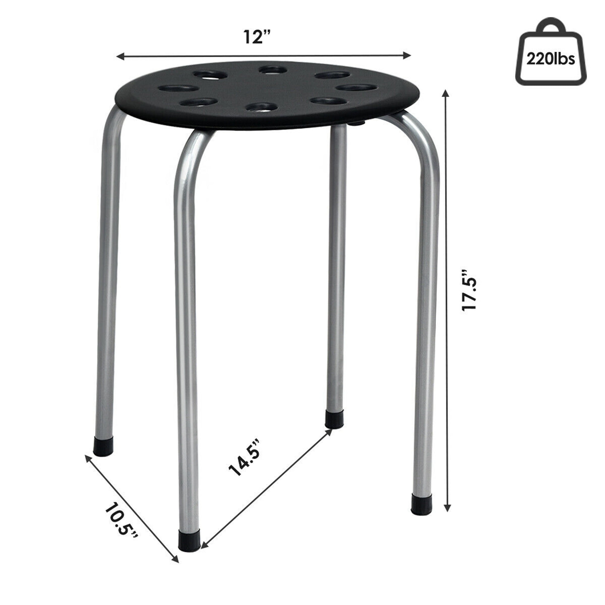 Gymax Set of 6 Portable Plastic Stack Stools Backless Classroom Seating Black and Gray Walmart