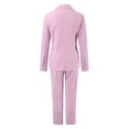 thumbnail image 6 of Riforla Women Solid Long Sleeved Suit Pockets Trousers Pants Suit Elegant Suit Trousers Sets Pink XL, 6 of 7
