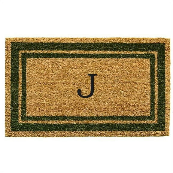 Calloway Mills Sage Green Border 24" x 36" Monogram Outdoor Doormat (Letter J)