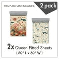 thumbnail image 3 of Ambesonne Nautical Fitted Sheet Set 2 Pack All-Round Elastic, Abstract Undersea Dolphins, Queen Size, Coral Petrol Blue Beige, 3 of 3